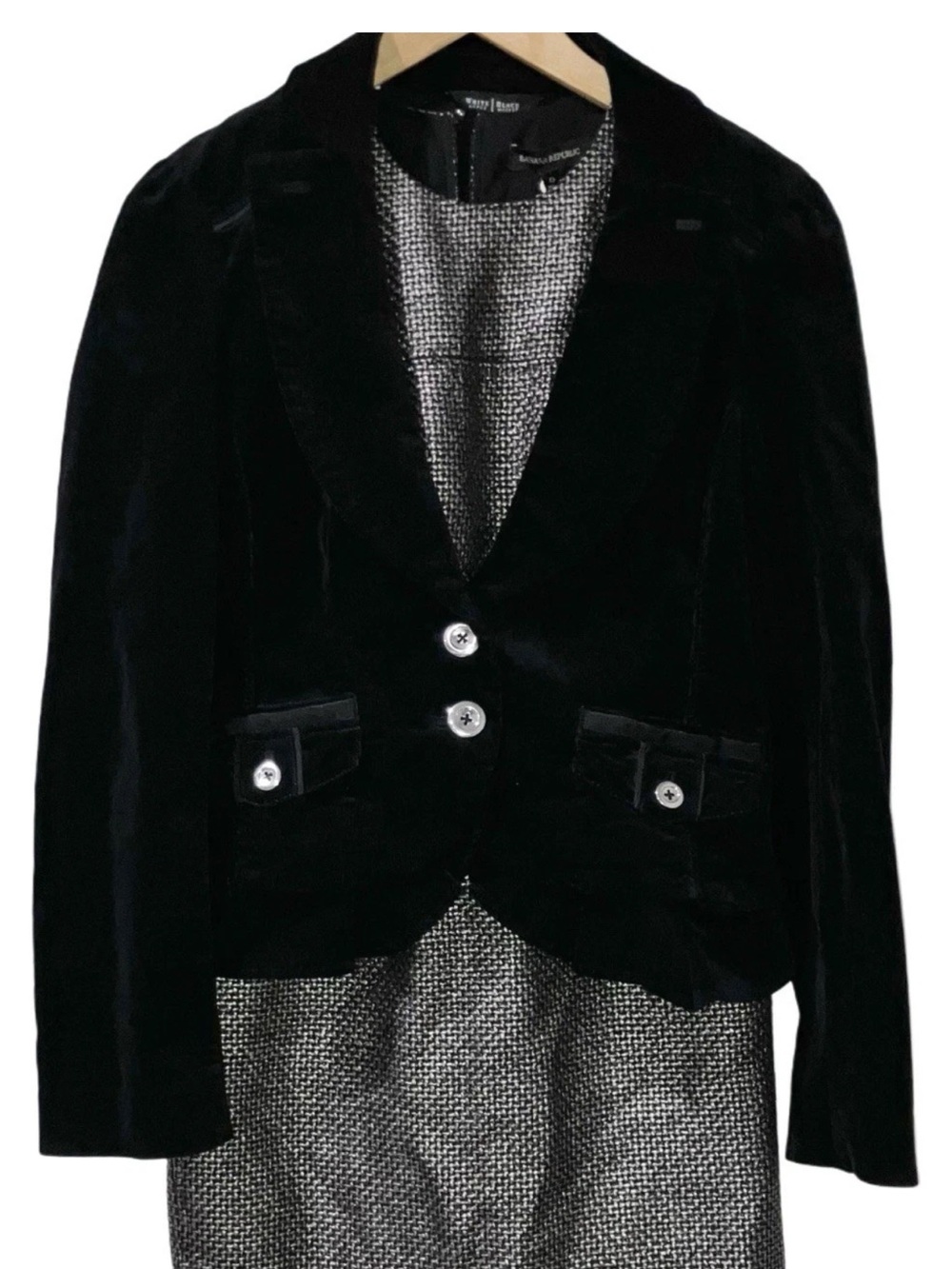 White House Black Market Blazer jacket Corduroy Buttons Black Size 8 - Picture 2 of 11